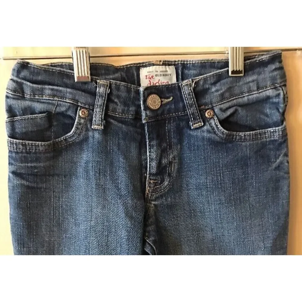 Size 8 Girls Old Navy The Darling Low Rise Boot Cut Jeans Denim Adjustable Waist